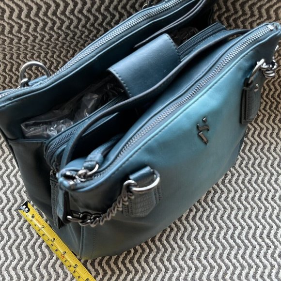 SATCHEL WOMEN'S BLUE / GREEN FAUX LEATHER SIMPLY VERA WANG BEDFORD HAND BAG - Picture 5 of 9